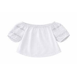 Loft Women's L Off Shoulder White Peasant Blouse 100% Cotton Lace Puff Sleeves